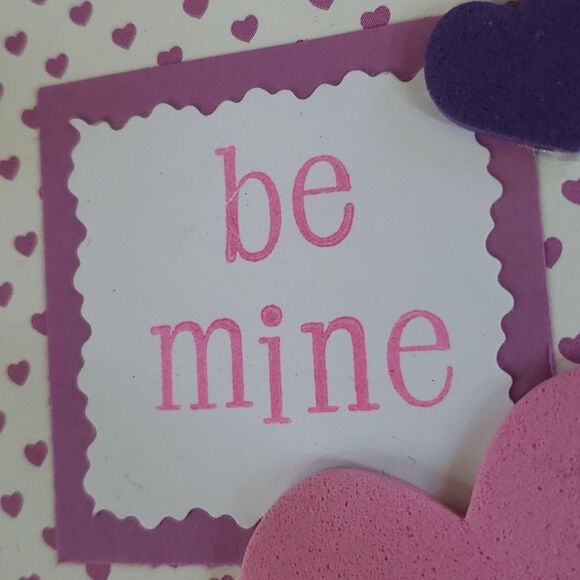 HANDMADE Valentine's Day Cards Set of Four Pink Purple Hearts Lips Be Mine - Picture 7 of 8